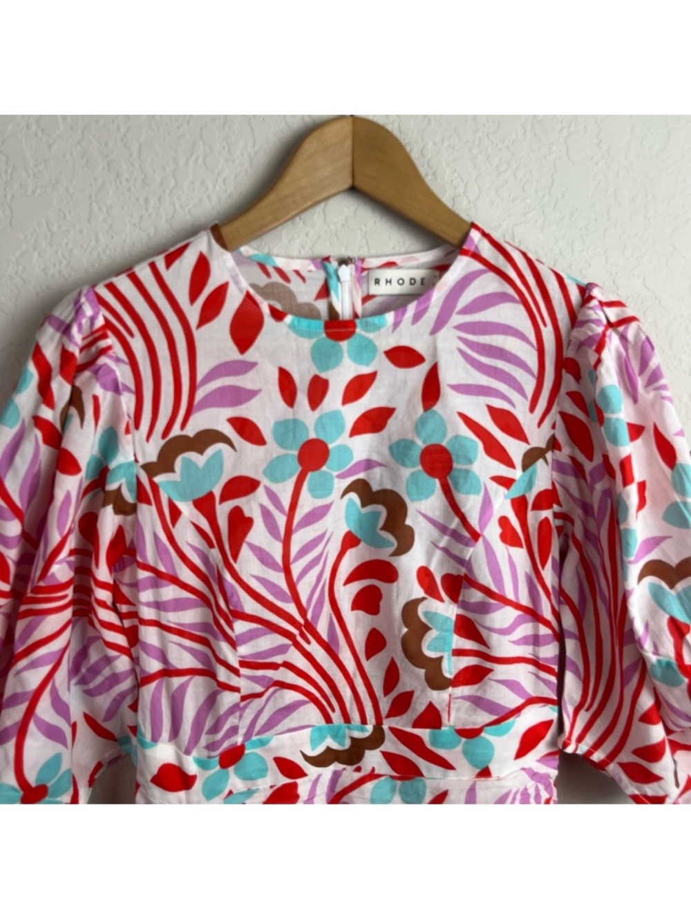 RHODE Pia Mini Dress Lago Vine Pink Red Floral 4 NWOT - Picture 10 of 16